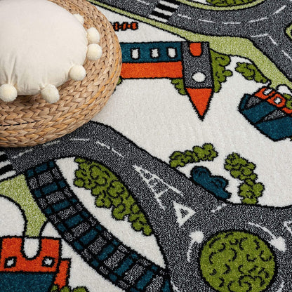 Kids Rugs-Bright and colorful Kidsville Collection rugs are perfect for playrooms! Durable, anti-static, and shed-resistant, these soft and easy-to-clean kids rugs add fun and protection.-Bazaar G Rugs N Gifts