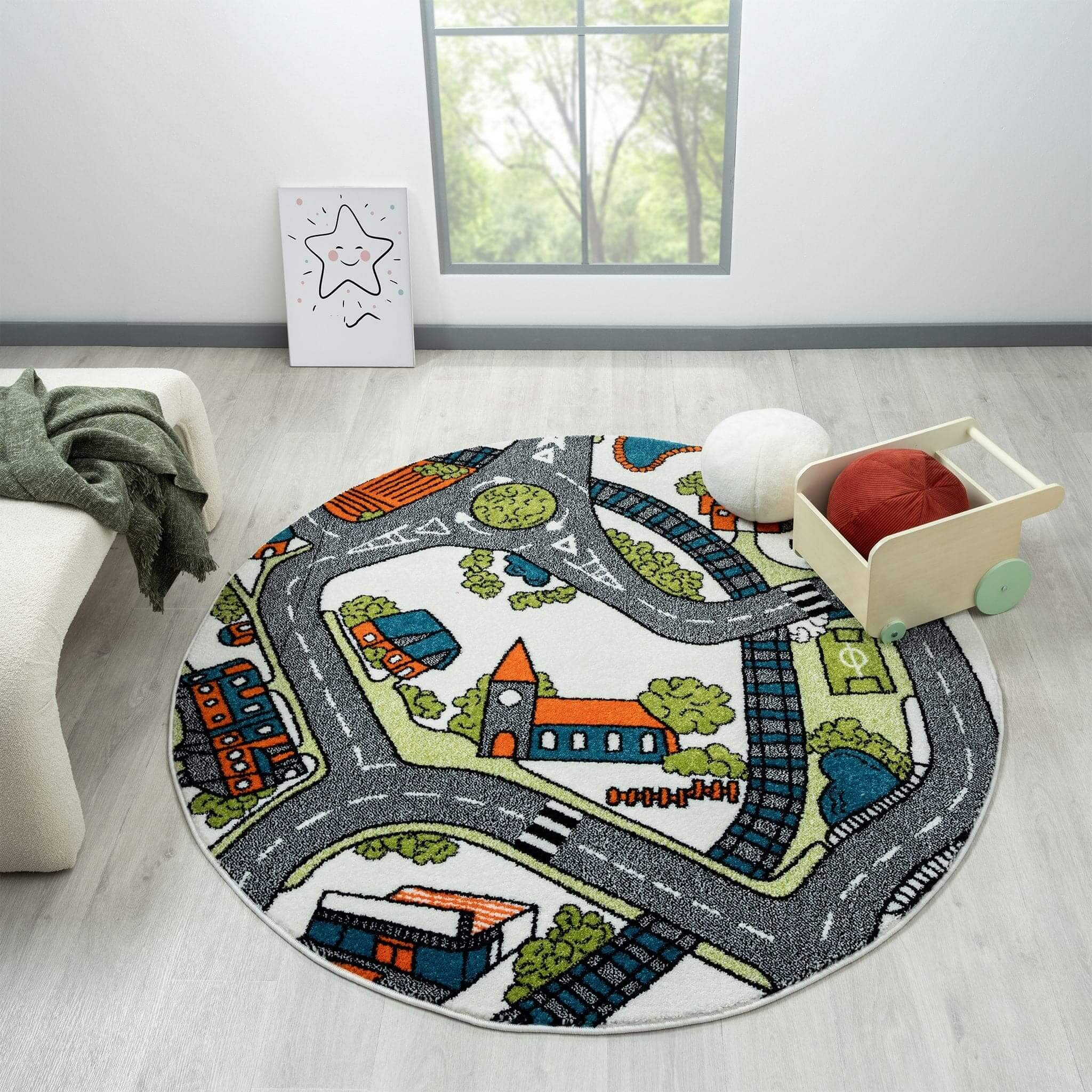 Kids Rugs Kidsville 575 Cream Round