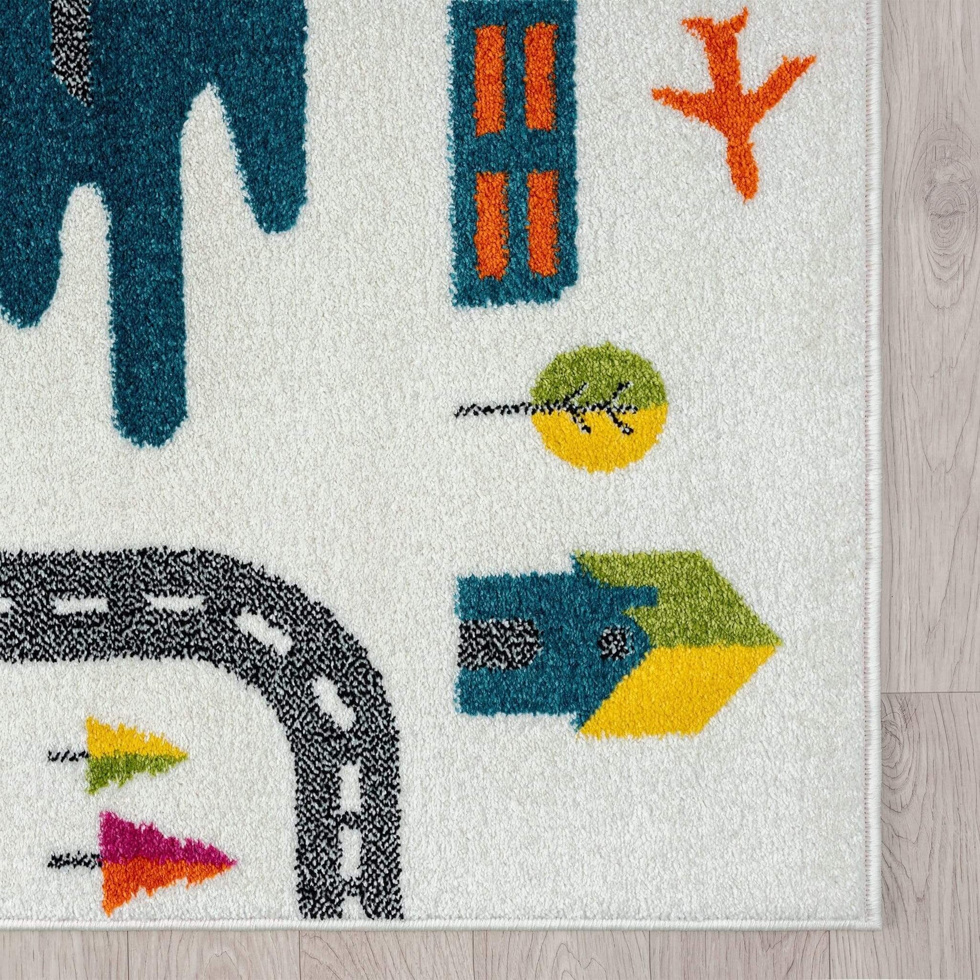 Kids Rugs-Bright and colorful Kidsville Collection rugs are perfect for playrooms! Durable, anti-static, and shed-resistant, these soft and easy-to-clean kids rugs add fun and protection.-Bazaar G Rugs N Gifts