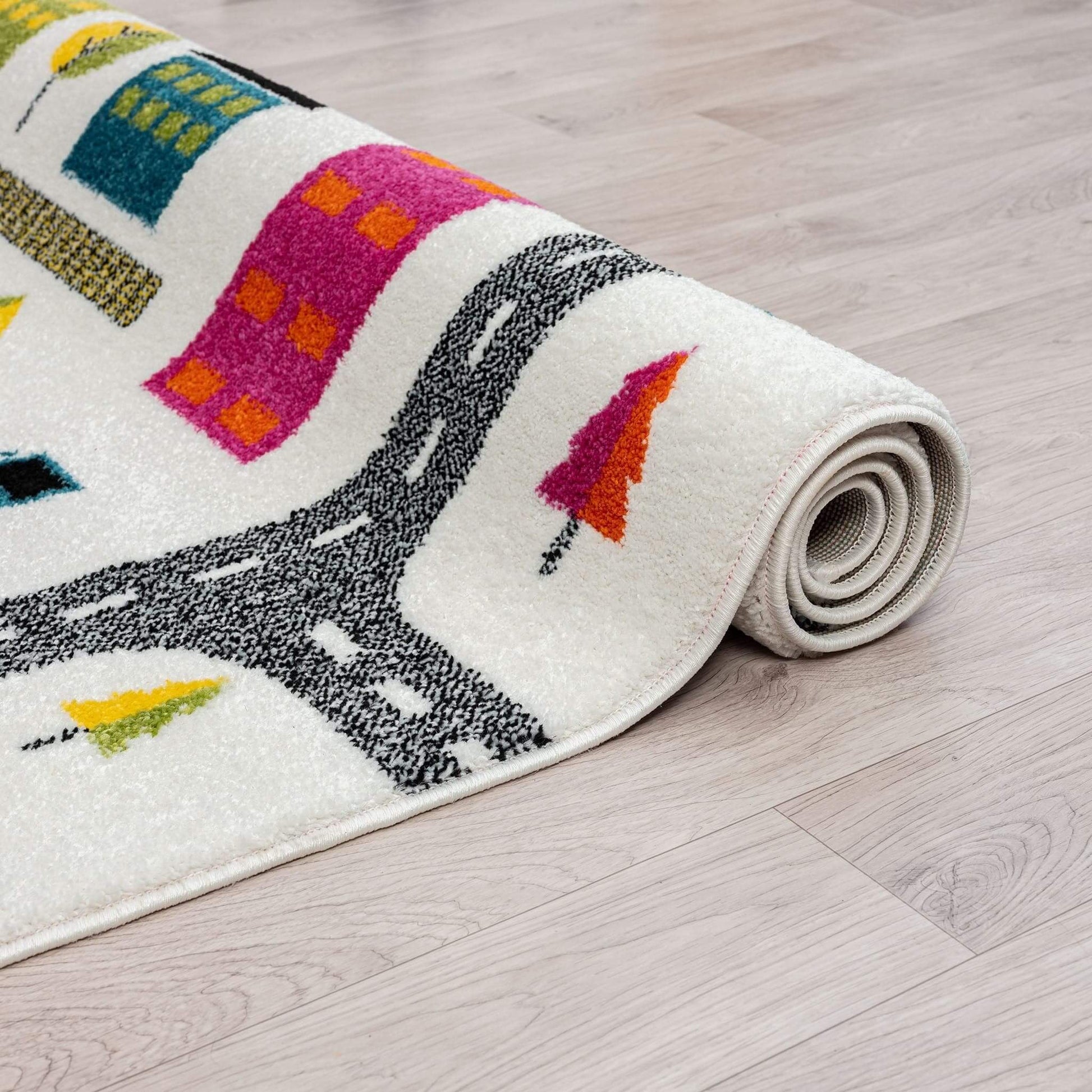 Kids Rugs-Bright and colorful Kidsville Collection rugs are perfect for playrooms! Durable, anti-static, and shed-resistant, these soft and easy-to-clean kids rugs add fun and protection.-Bazaar G Rugs N Gifts