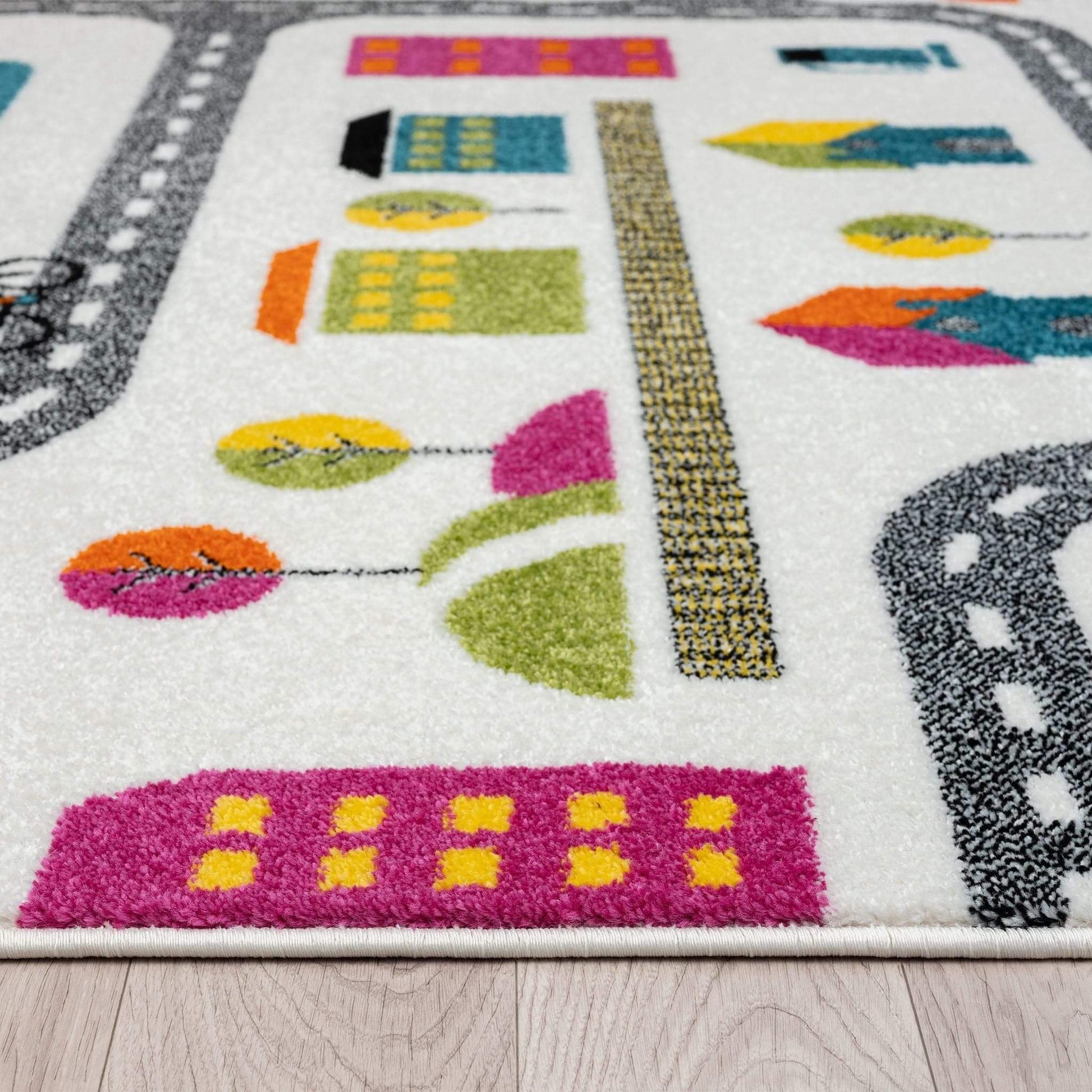 Kids Rugs-Bright and colorful Kidsville Collection rugs are perfect for playrooms! Durable, anti-static, and shed-resistant, these soft and easy-to-clean kids rugs add fun and protection.-Bazaar G Rugs N Gifts
