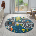 Kidsville 574 Blue Round Rug lifestyle view