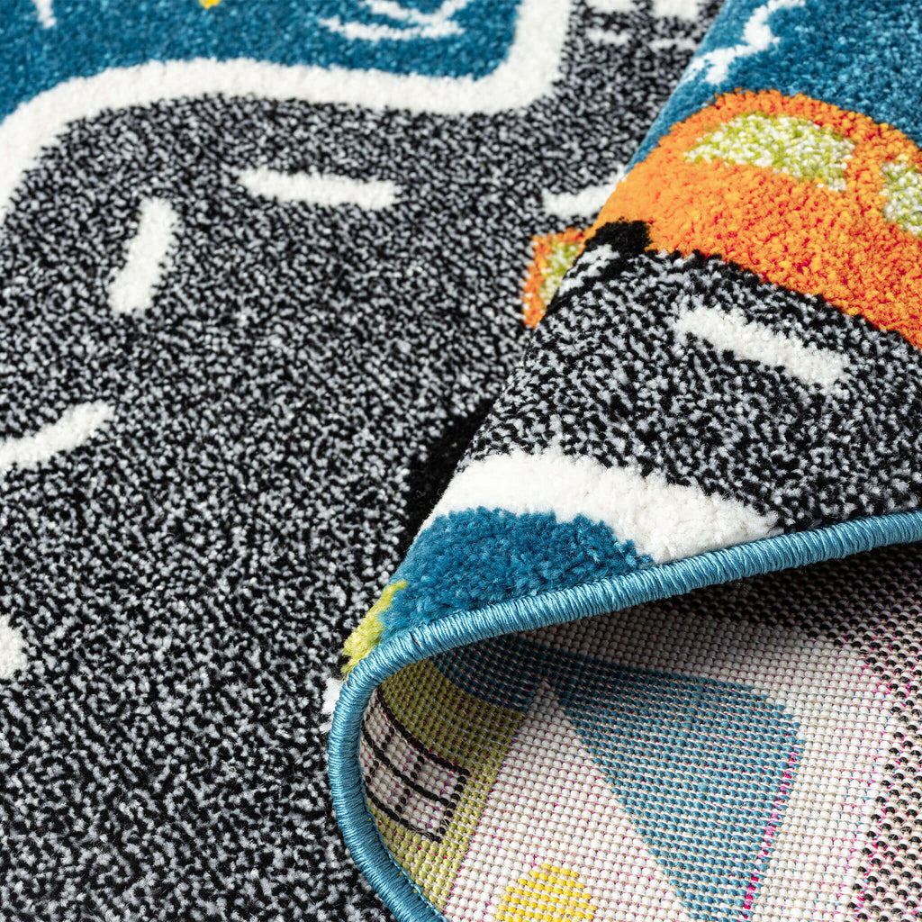 Kidsville 574 Blue Round Rug