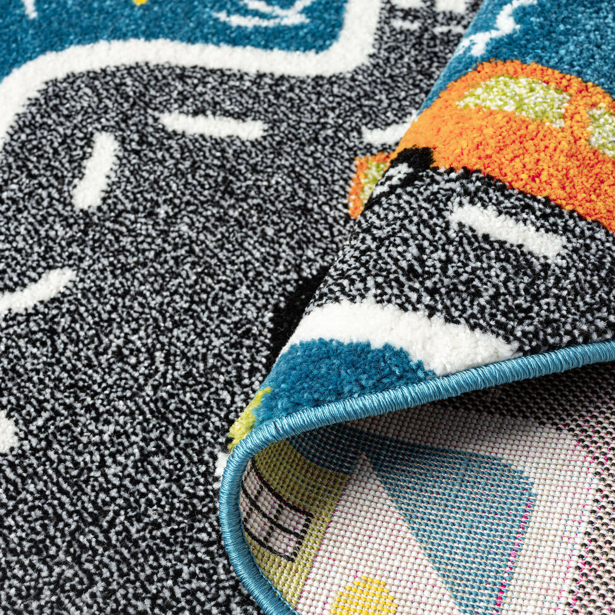 Kidsville 574 Blue Round Rug