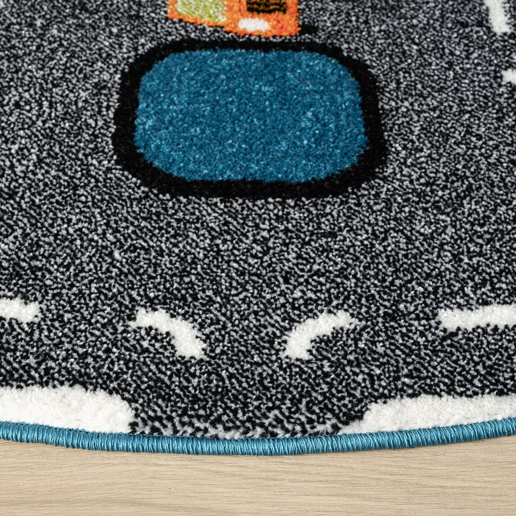 Kidsville 574 Blue Round Rug