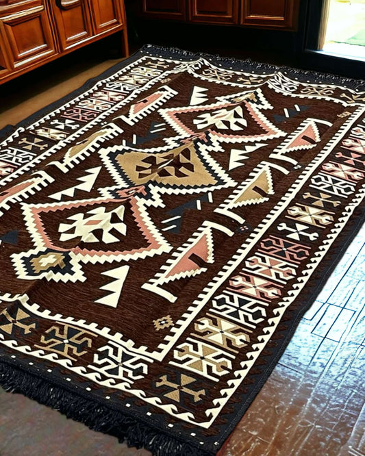 Turkish Kilim Rug (Brown) Rugs   