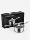 Kissing the Kitchen 20cm Hybrid Honeycomb Non-Stick Stainless Steel Saucepan with Glass Lid
