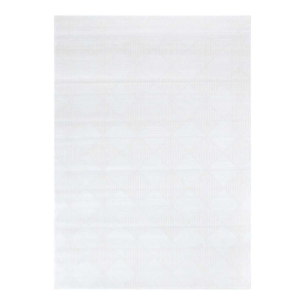 Lazer LA05 Cream Geometric Textured Rug - full rug view
