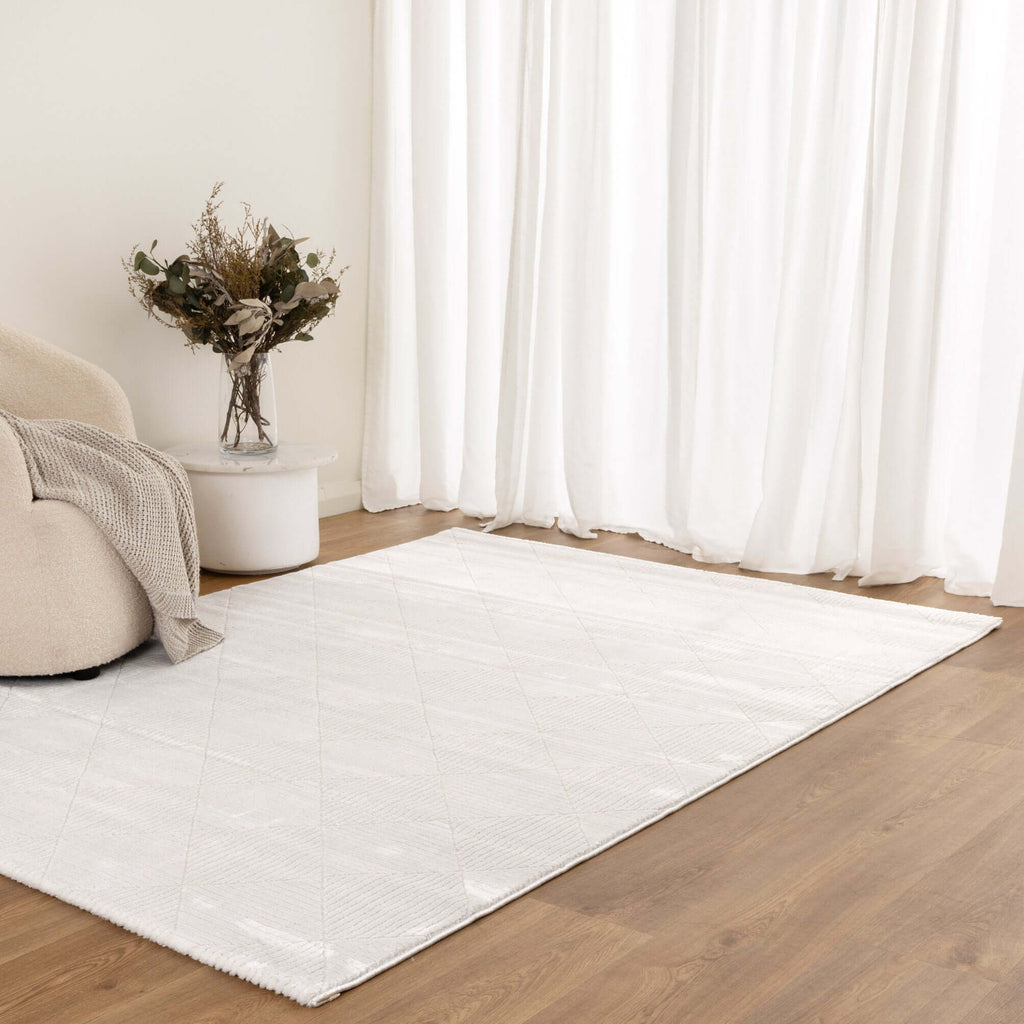 Lazer LA05 Cream Geometric Textured Rug - detail 4