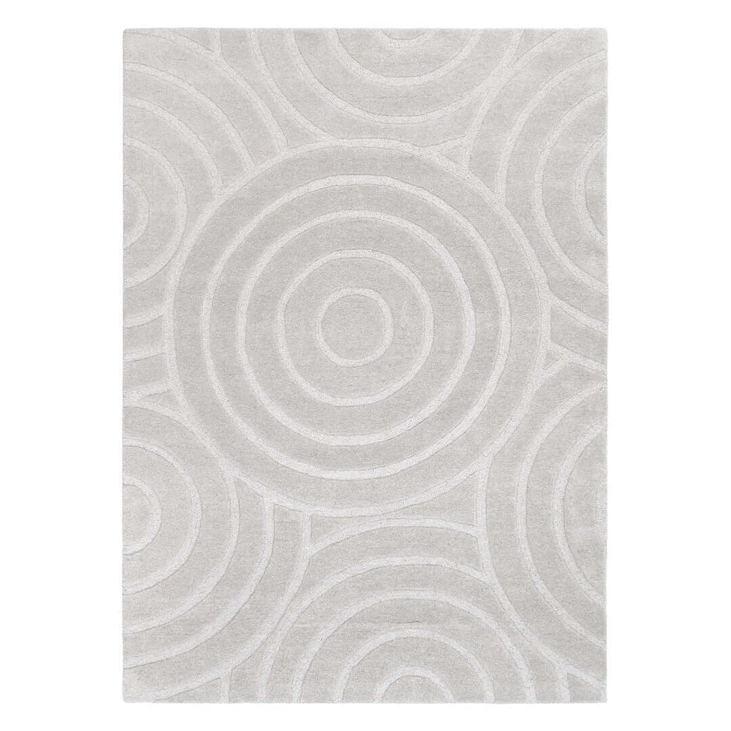 Les Nomades Ellipse Light Grey wool rug - full view