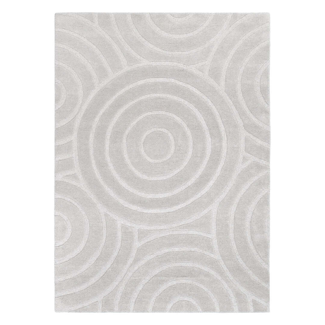 Les Nomades Ellipse Light Grey wool rug - full view