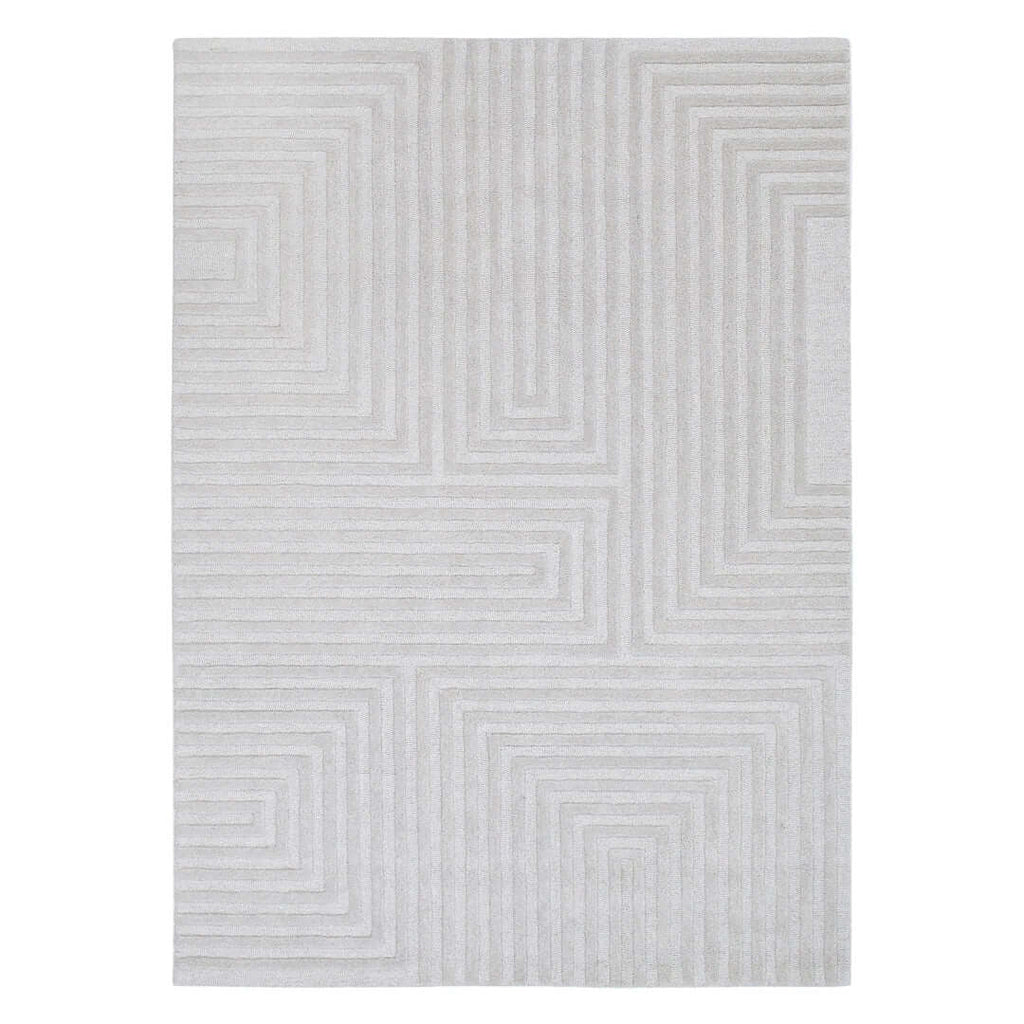 Les Nomades Felix Light Grey wool rug - full view