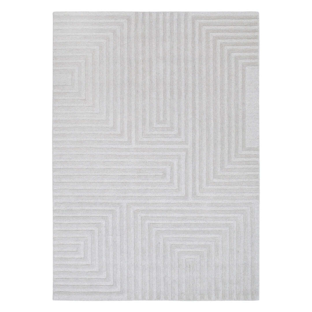 Les Nomades Felix Light Grey wool rug - full view