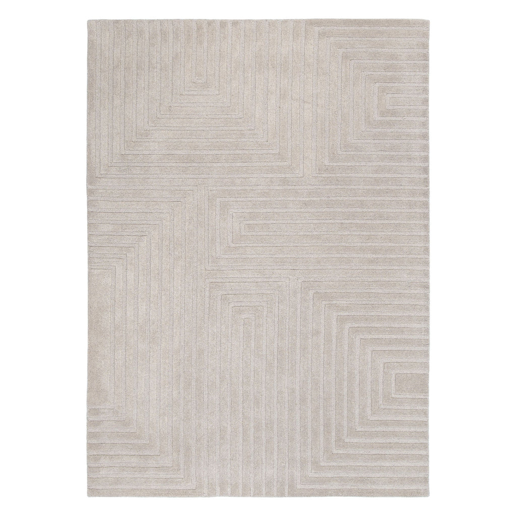 Les Nomades LES07 Beige Geometric Wool Rug – view 2