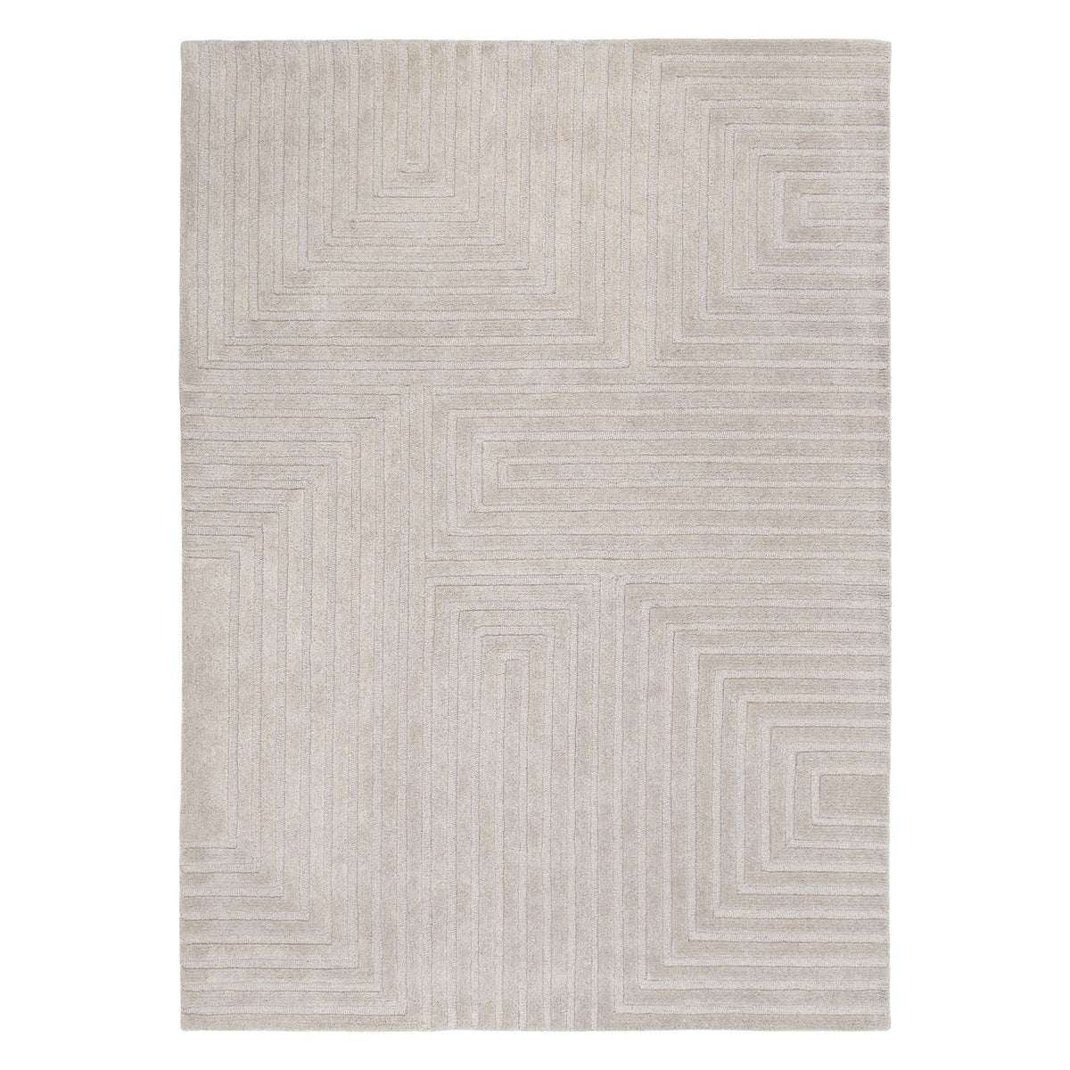 Les Nomades LES07 Beige Geometric Wool Rug – view 2