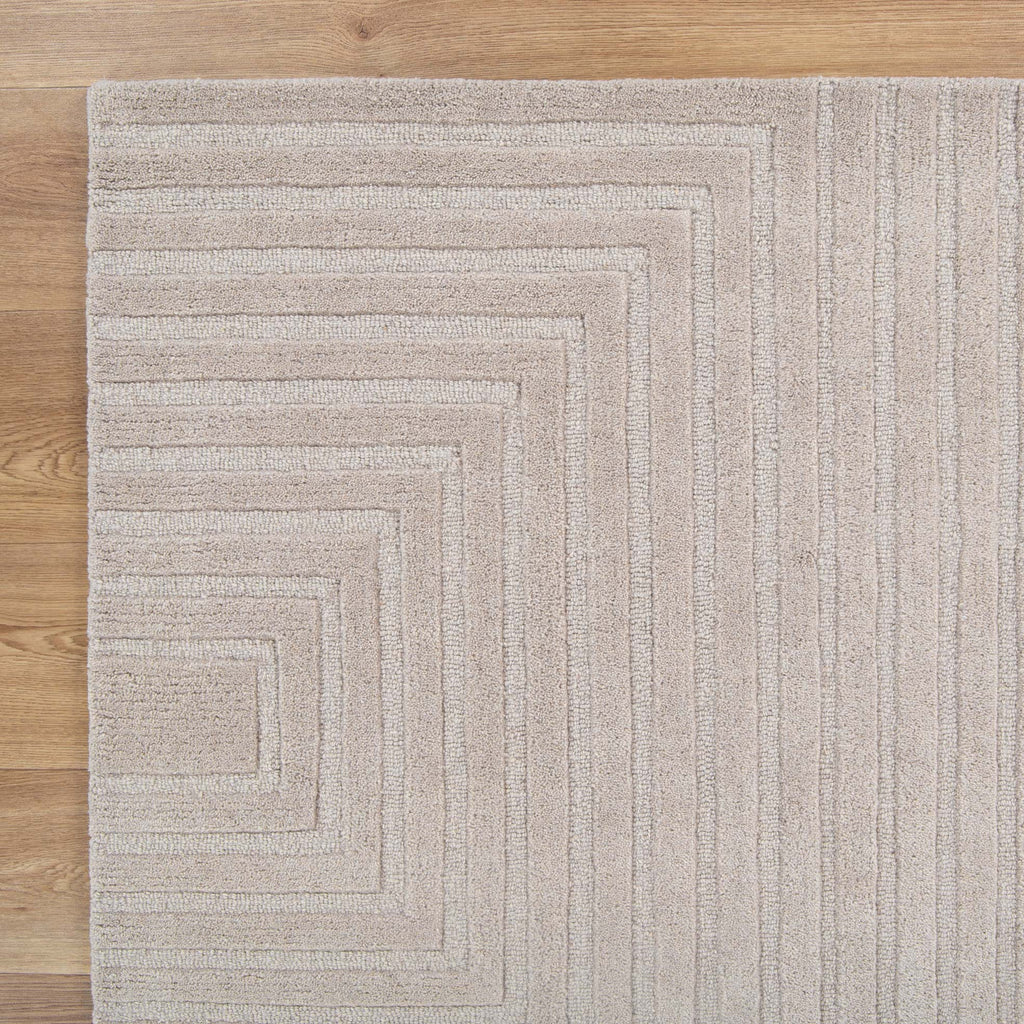 Les Nomades LES07 Beige Geometric Wool Rug – view 5