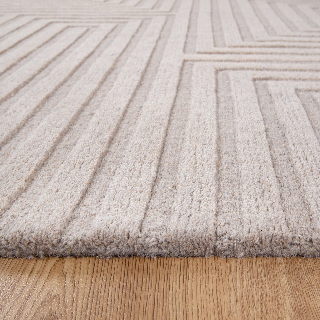 Les Nomades LES07 Beige Geometric Wool Rug – view 3