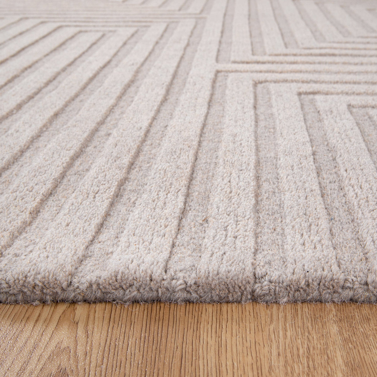 Les Nomades LES07 Beige Geometric Wool Rug – view 3