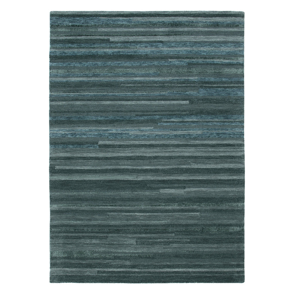 Les Nomades Linear Teal Wool Rug – view 2
