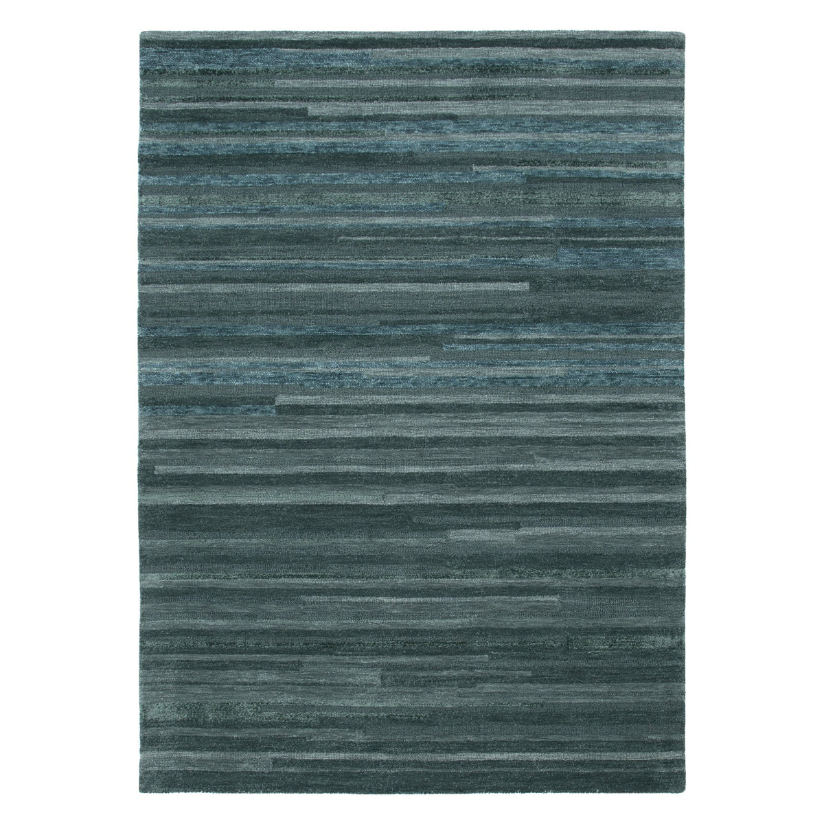 Les Nomades Linear Teal Wool Rug – view 2