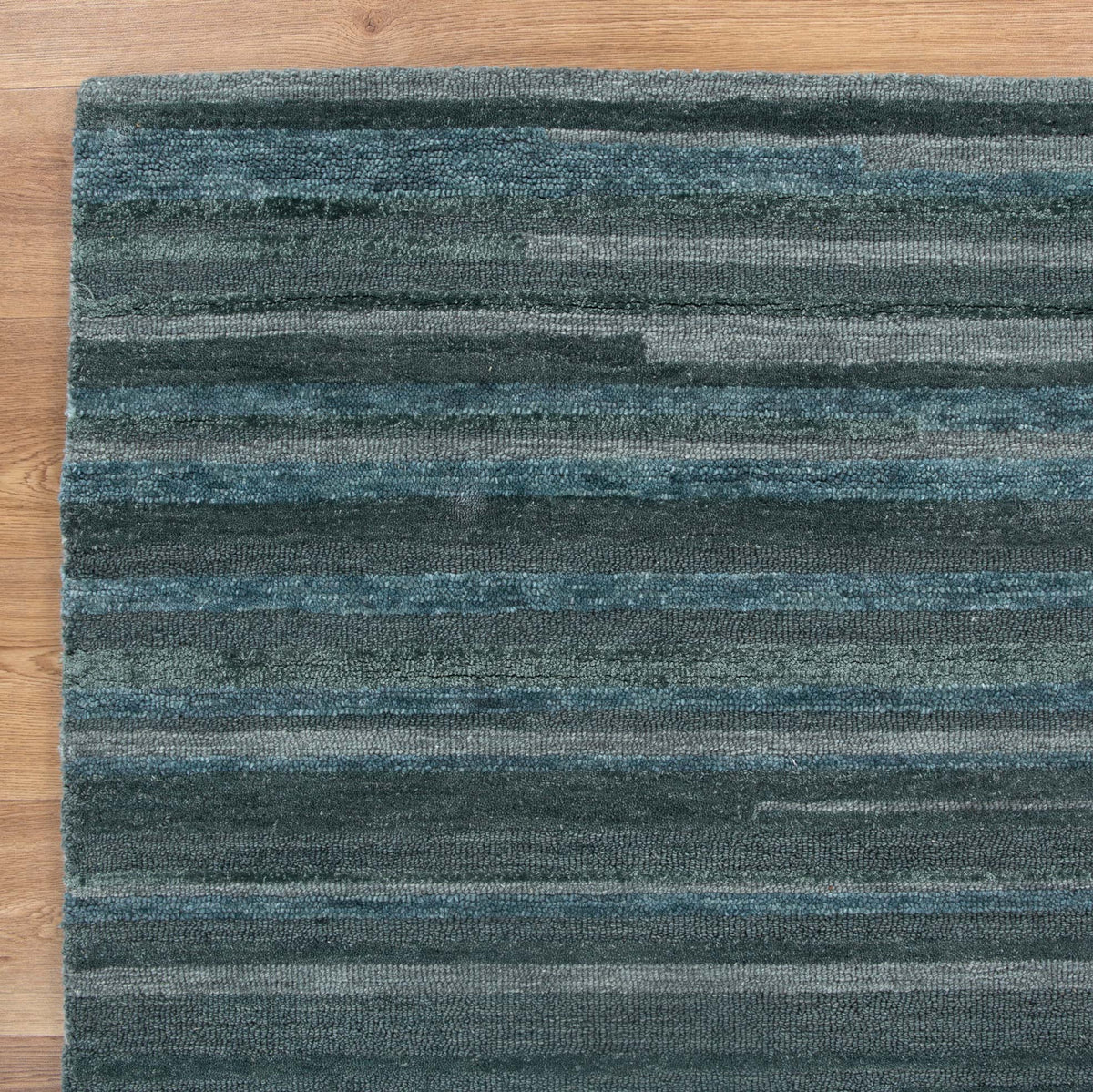 Les Nomades Linear Teal Wool Rug – view 3