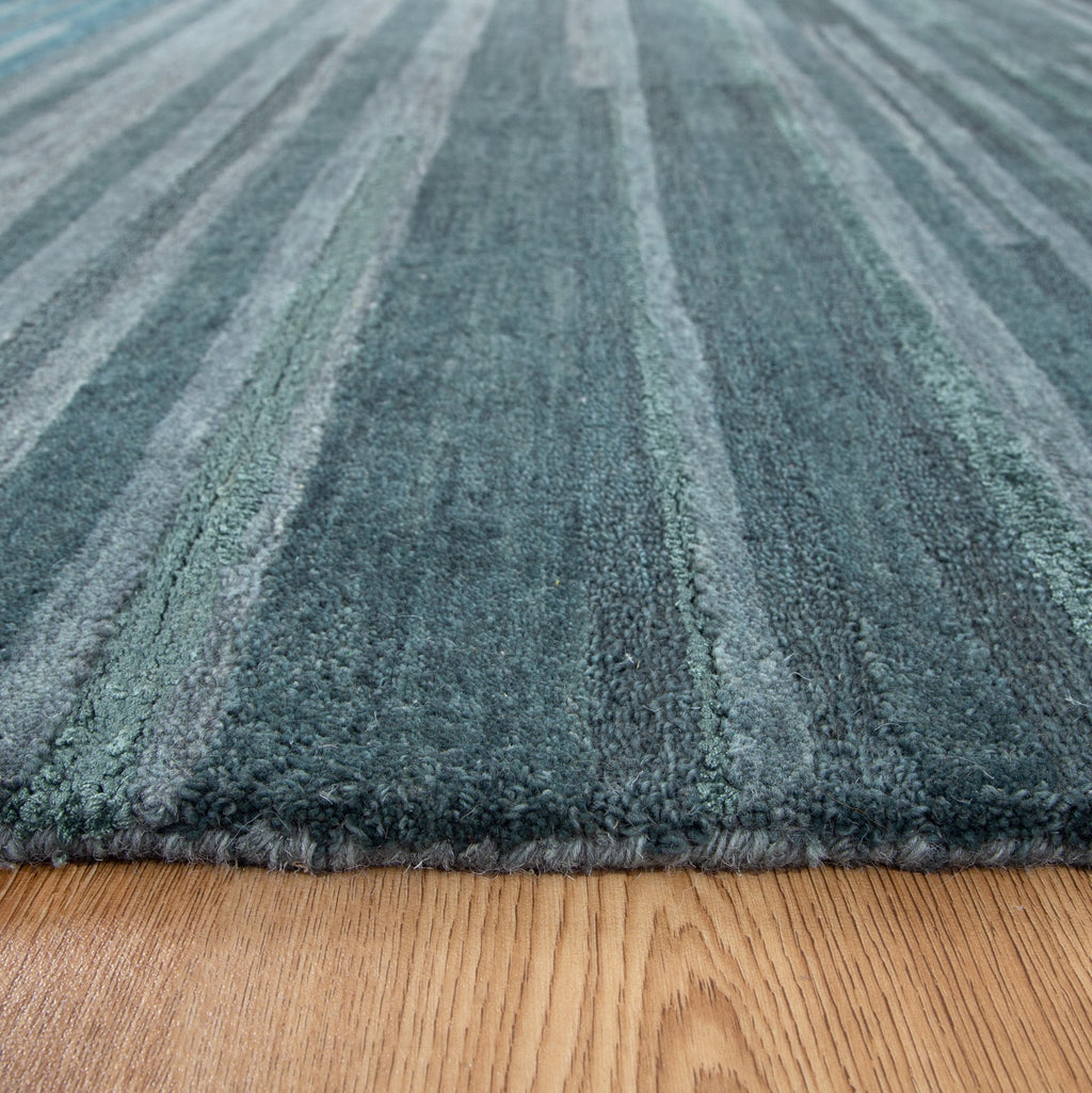 Les Nomades Linear Teal Wool Rug – view 5