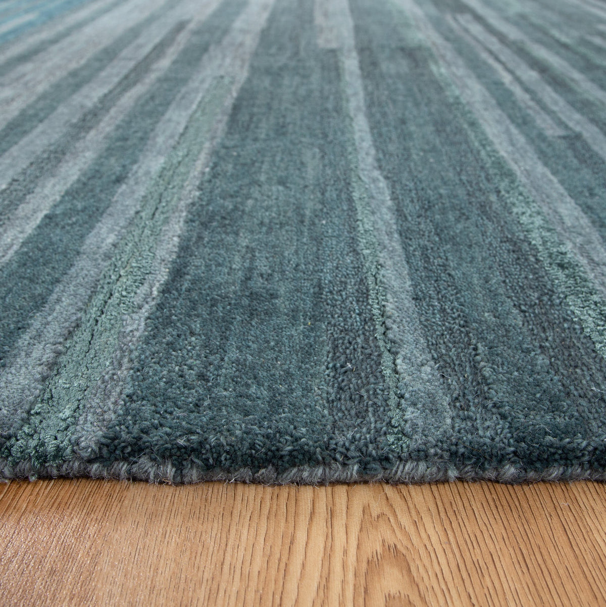 Les Nomades Linear Teal Wool Rug – view 5