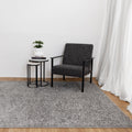 Florence Light Grey Shaggy Rug styled with furniture