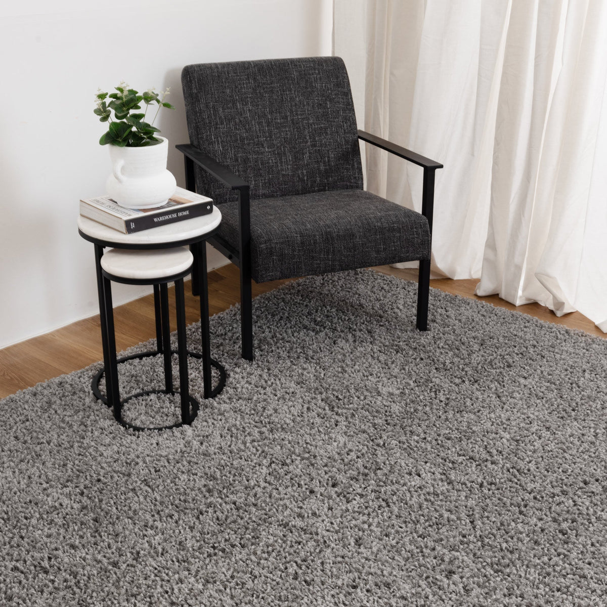 Florence Light Grey Shaggy Rug – view 5
