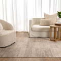 Sierra Brown Grey Lines Rug styled with furniture