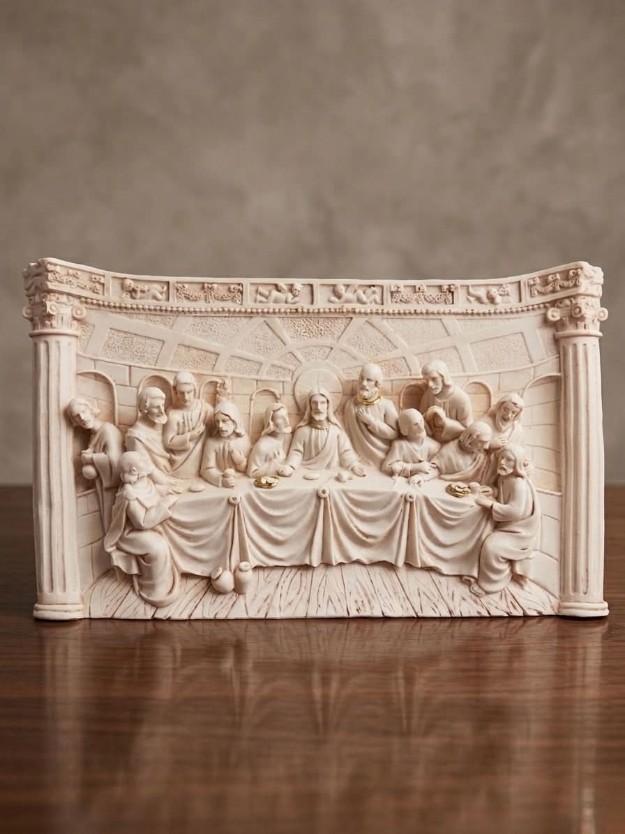 Last Supper Frame Decor 17x14cm small religious tabletop ornament depicting the iconic Last Supper scene.
