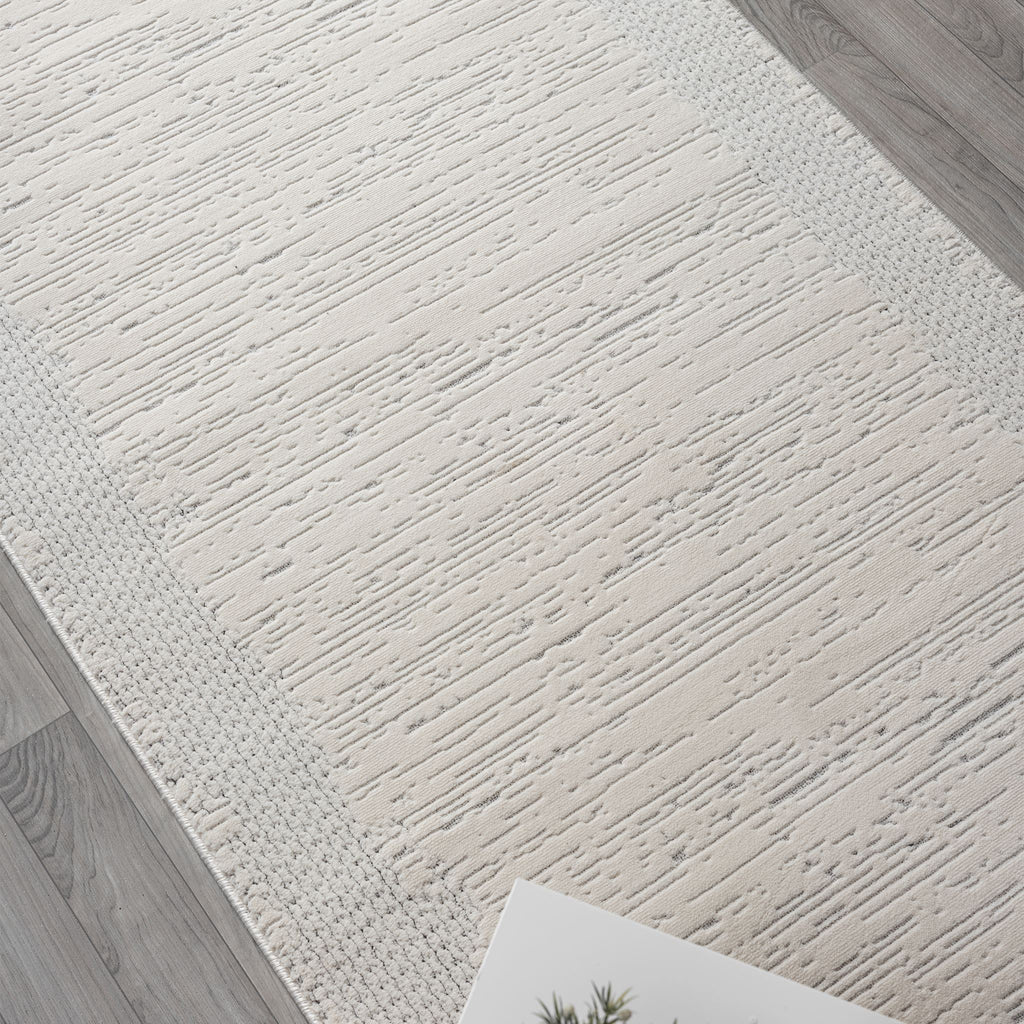 Ivory Hallway Runner Rug with plush, non-shed pile and all-side binding. Power-loomed in Türkiye for durable, easy-care style in busy corridors.