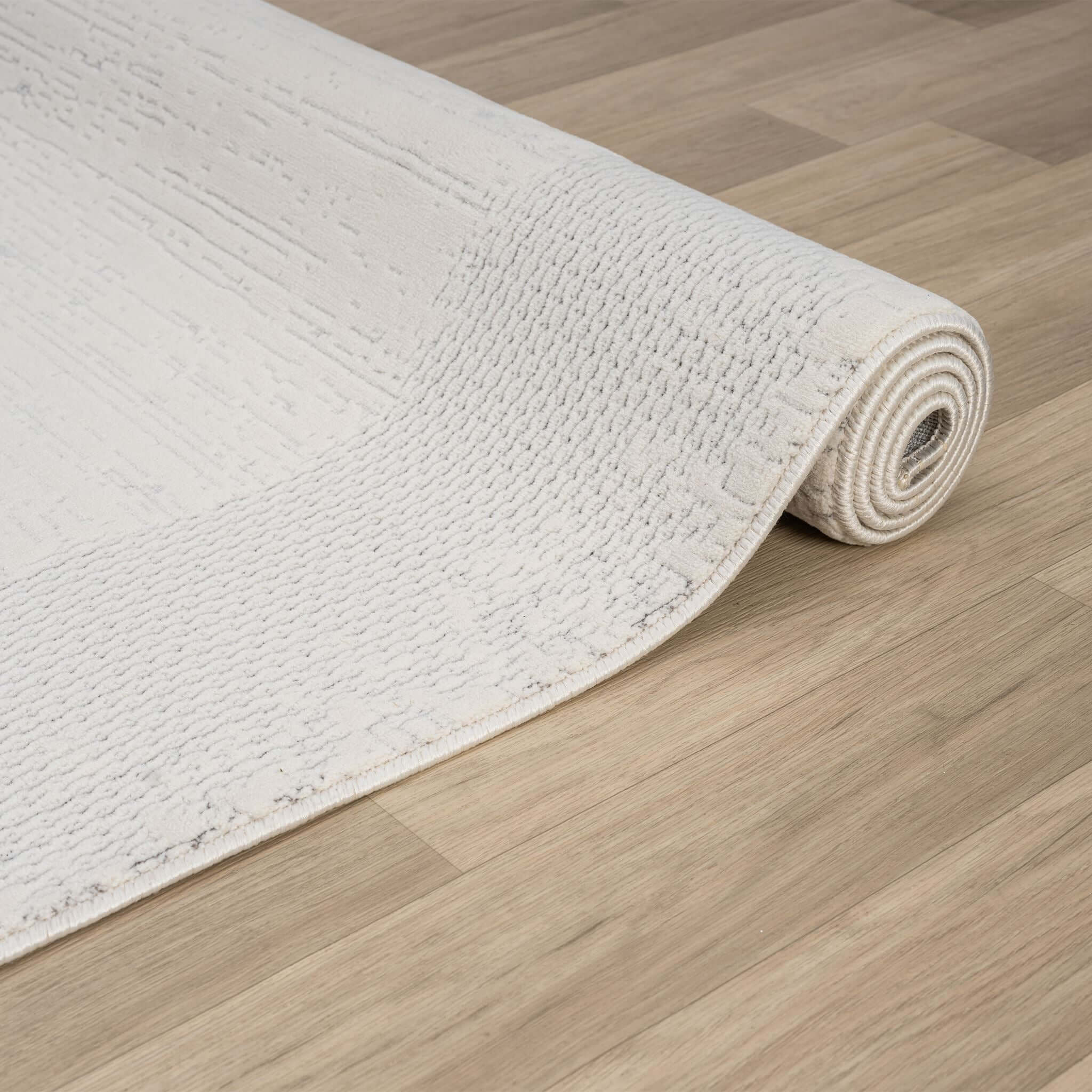 Ivory Hallway Runner Rug with plush, non-shed pile and all-side binding. Power-loomed in Türkiye for durable, easy-care style in busy corridors.