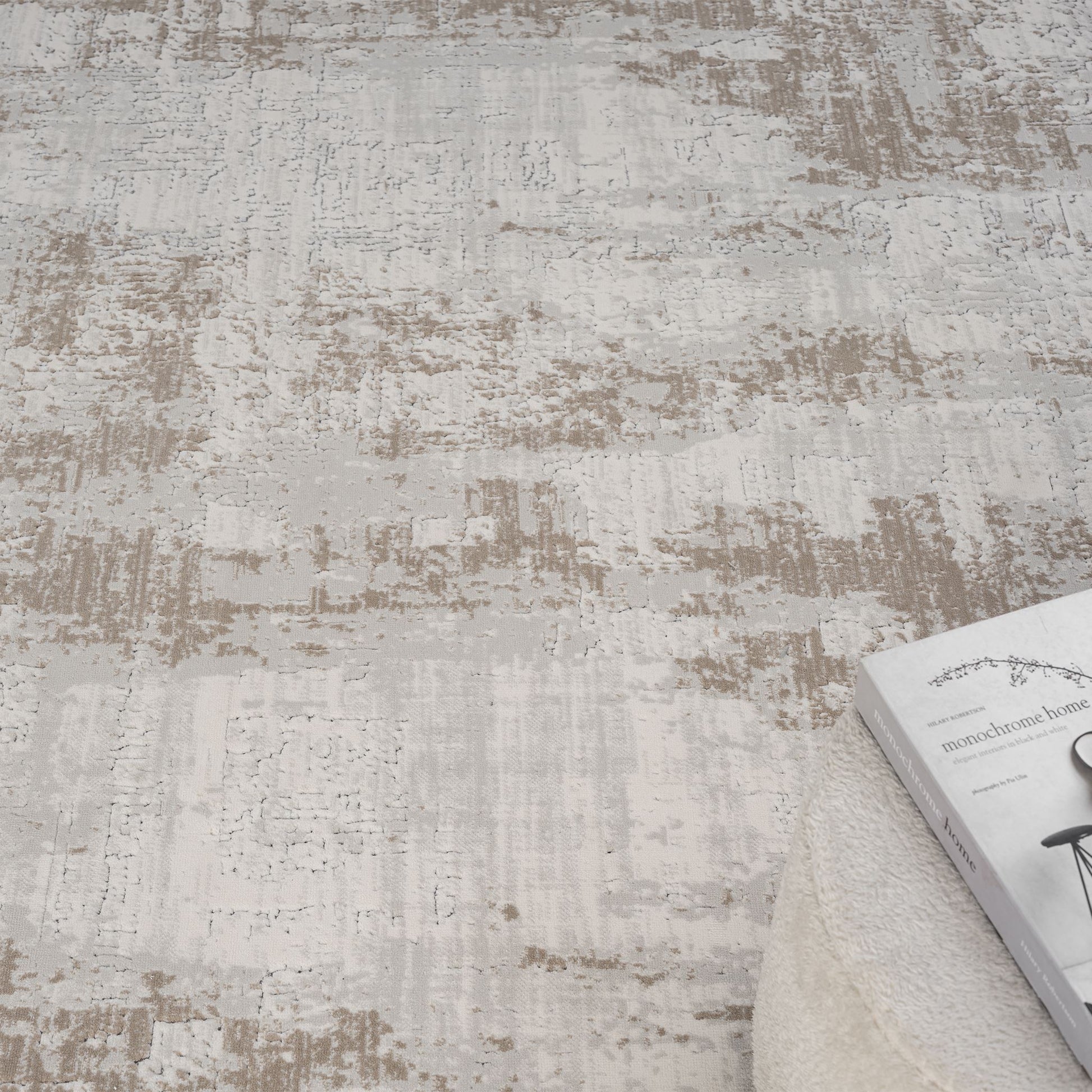 Cream Area Rug with plush, non-shed pile and all-side binding. Power-loomed in Türkiye for durable, easy-care elegance in modern living spaces.