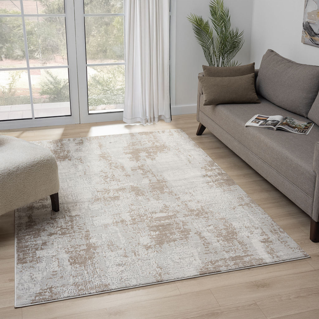 Cream Area Rug with plush, non-shed pile and all-side binding. Power-loomed in Türkiye for durable, easy-care elegance in modern living spaces.