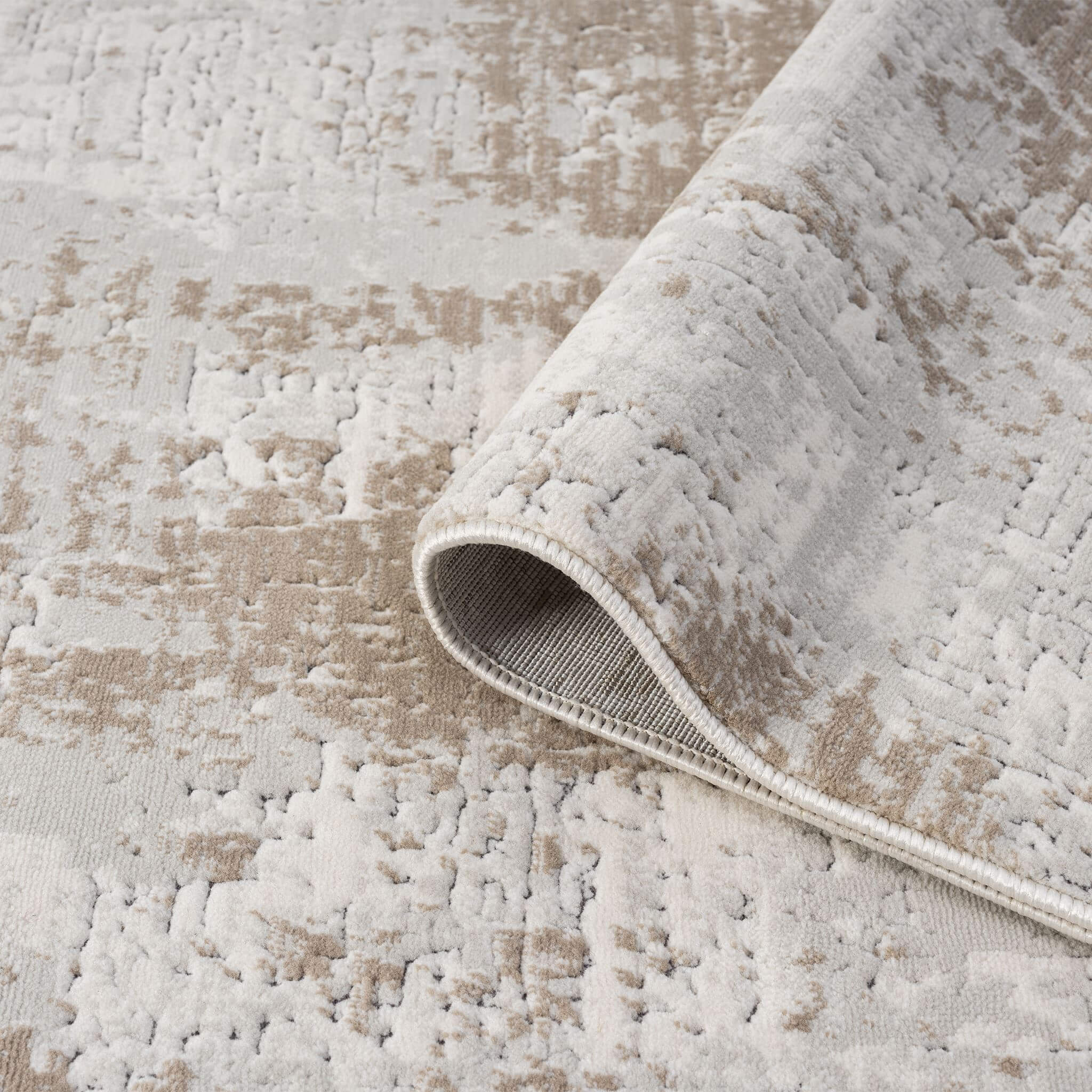 Cream Area Rug with plush, non-shed pile and all-side binding. Power-loomed in Türkiye for durable, easy-care elegance in modern living spaces.