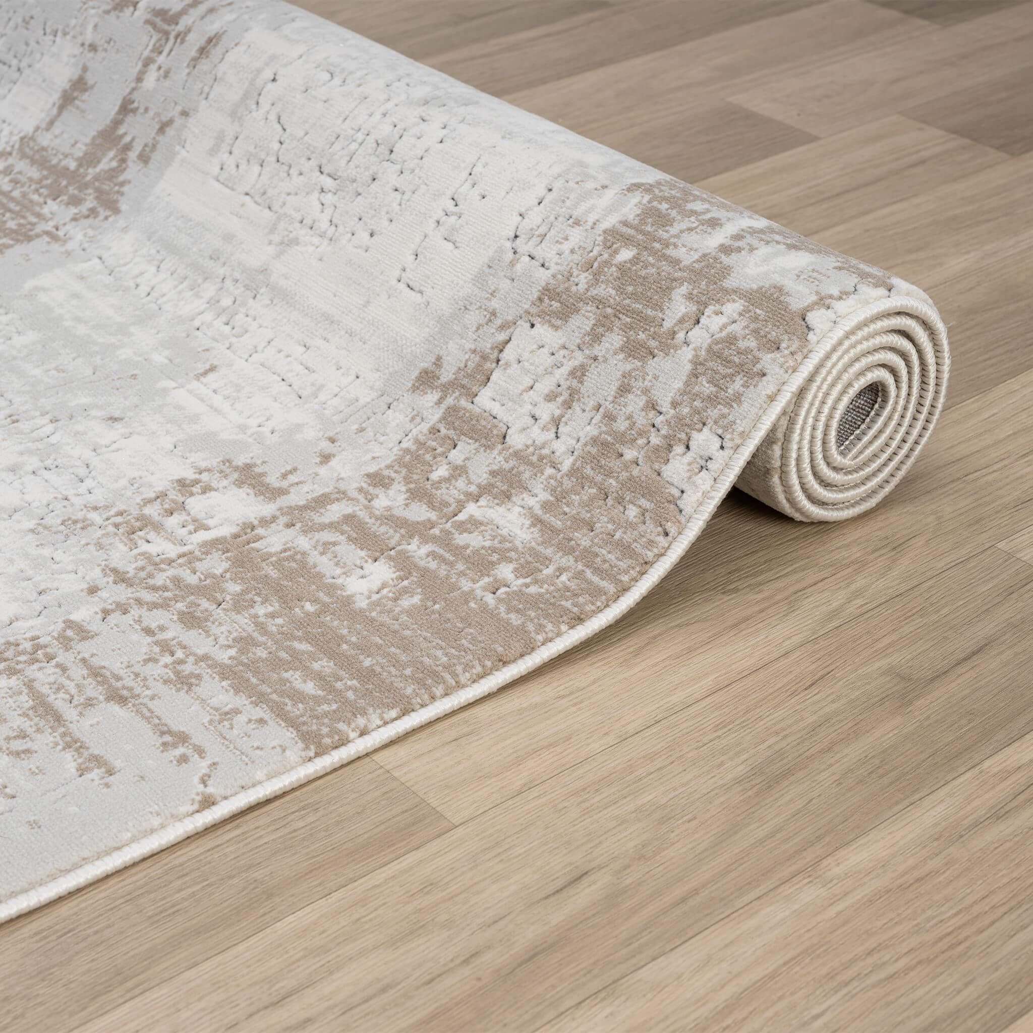 Cream Area Rug with plush, non-shed pile and all-side binding. Power-loomed in Türkiye for durable, easy-care elegance in modern living spaces.
