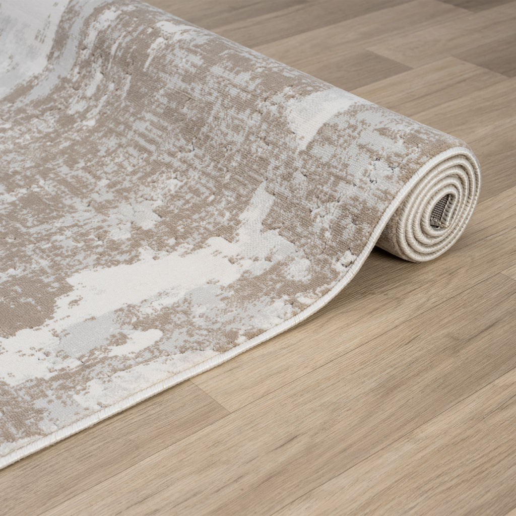 Grey Area Rug with plush, non-shed pile and all-side binding. Power-loomed in Türkiye for durable, easy-care elegance in modern living spaces.