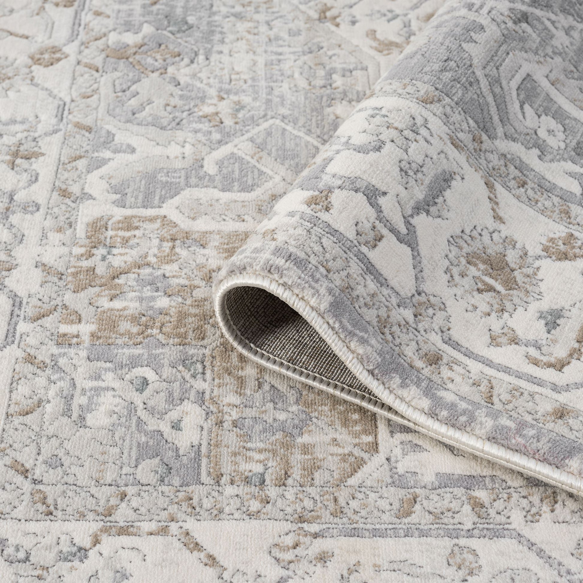 Cream Hallway Runner Rug with soft, non-shed pile and all-side binding. Power-loomed in Türkiye for durable, easy-care hallway style.