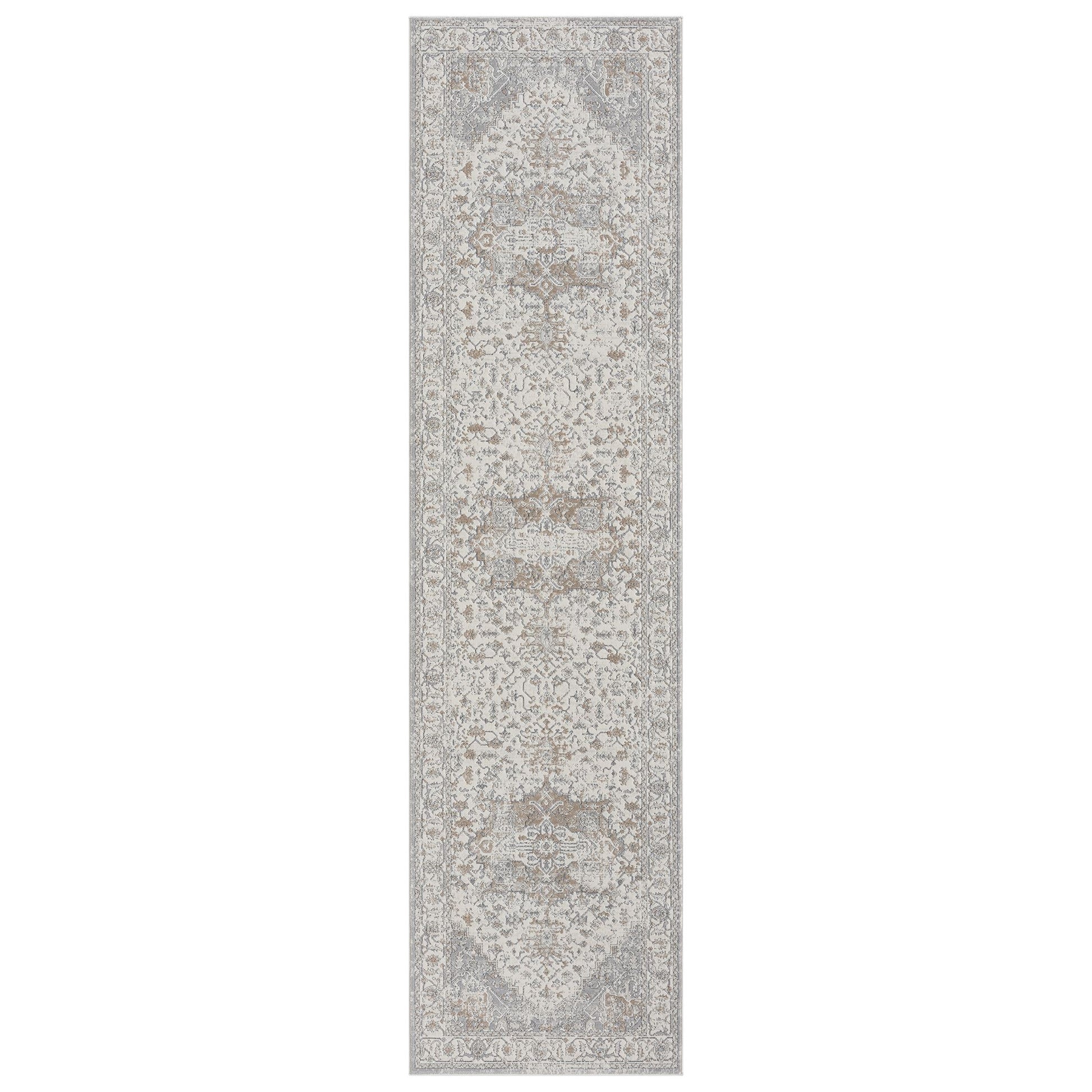 Cream Hallway Runner Rug with soft, non-shed pile and all-side binding. Power-loomed in Türkiye for durable, easy-care hallway style.