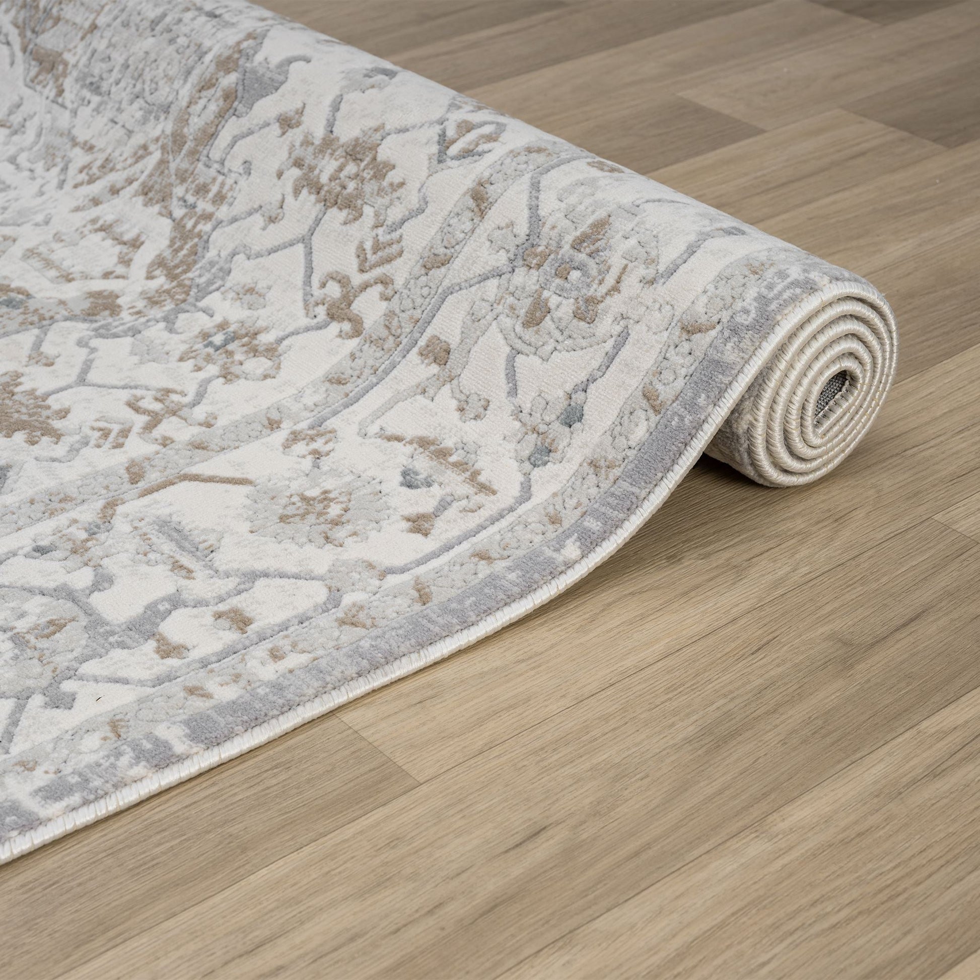 Cream Hallway Runner Rug with soft, non-shed pile and all-side binding. Power-loomed in Türkiye for durable, easy-care hallway style.