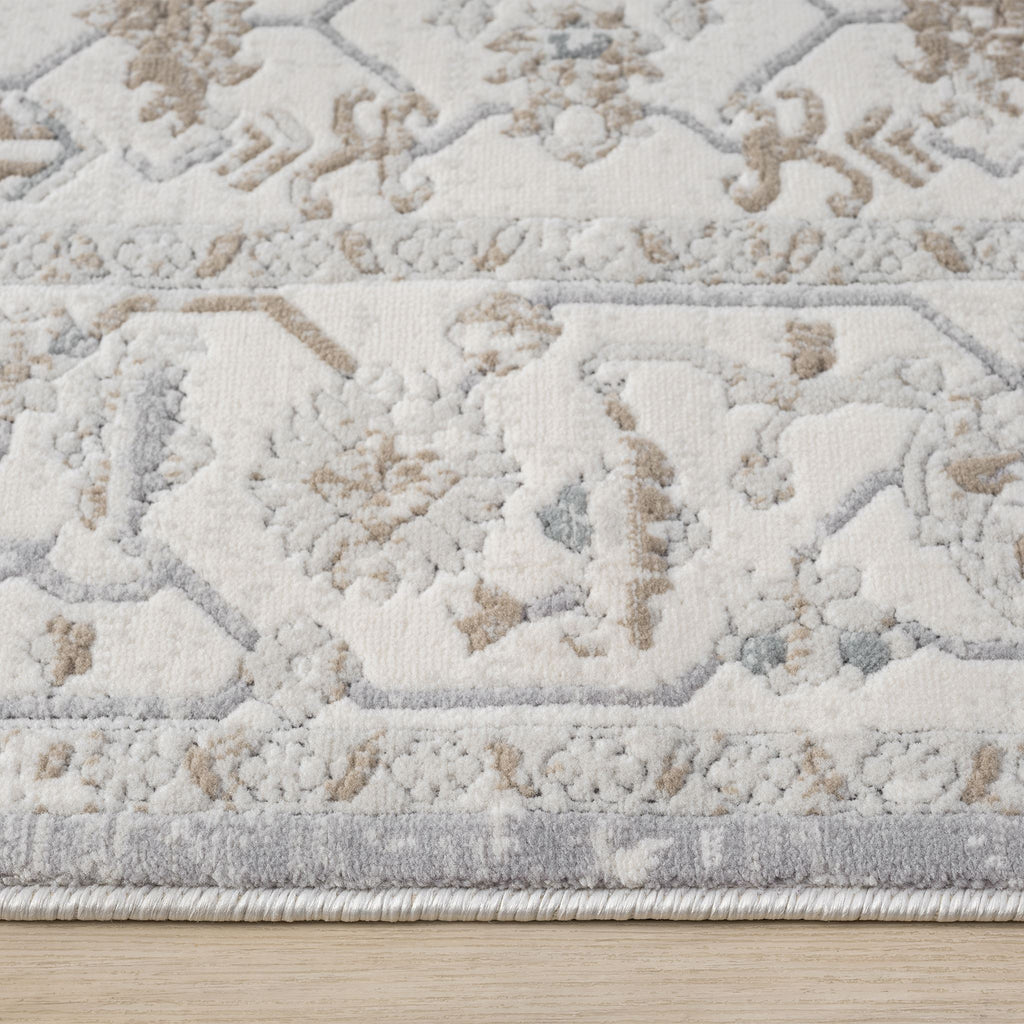 Cream Hallway Runner Rug with soft, non-shed pile and all-side binding. Power-loomed in Türkiye for durable, easy-care hallway style.