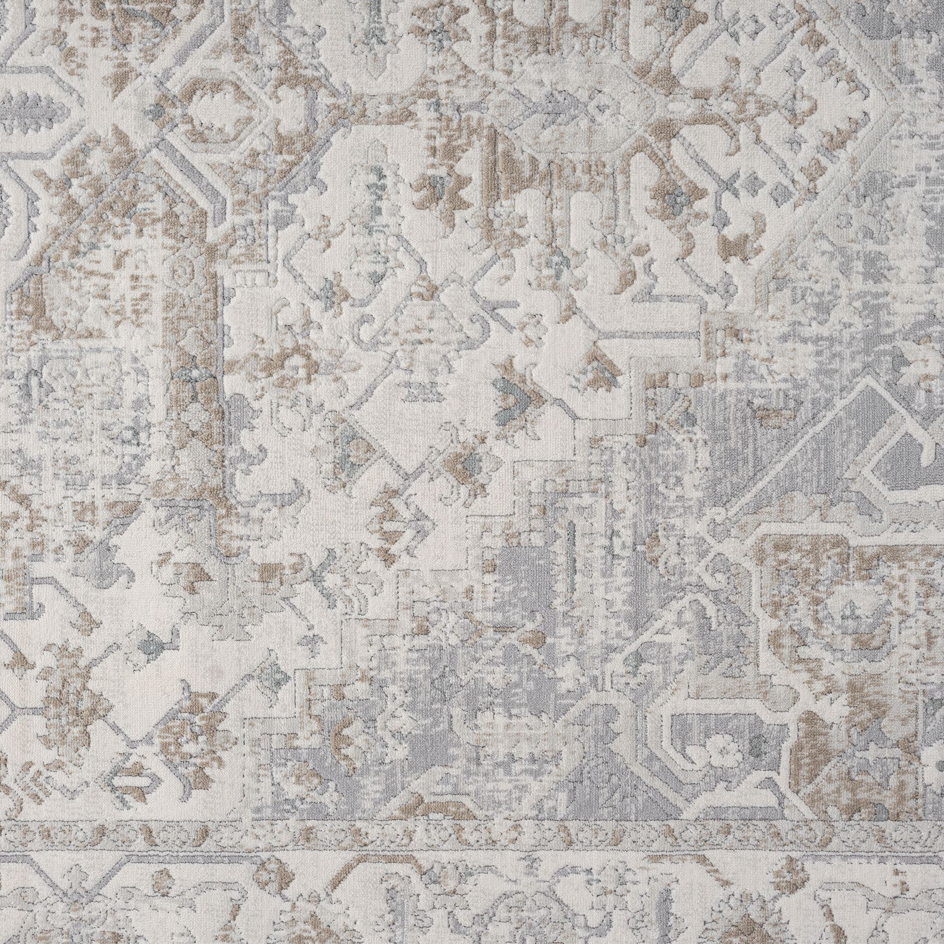 Cream Area Rug with plush, non-shed pile and all-side binding. Power-loomed in Türkiye for durable, easy-care elegance in living rooms and bedrooms.