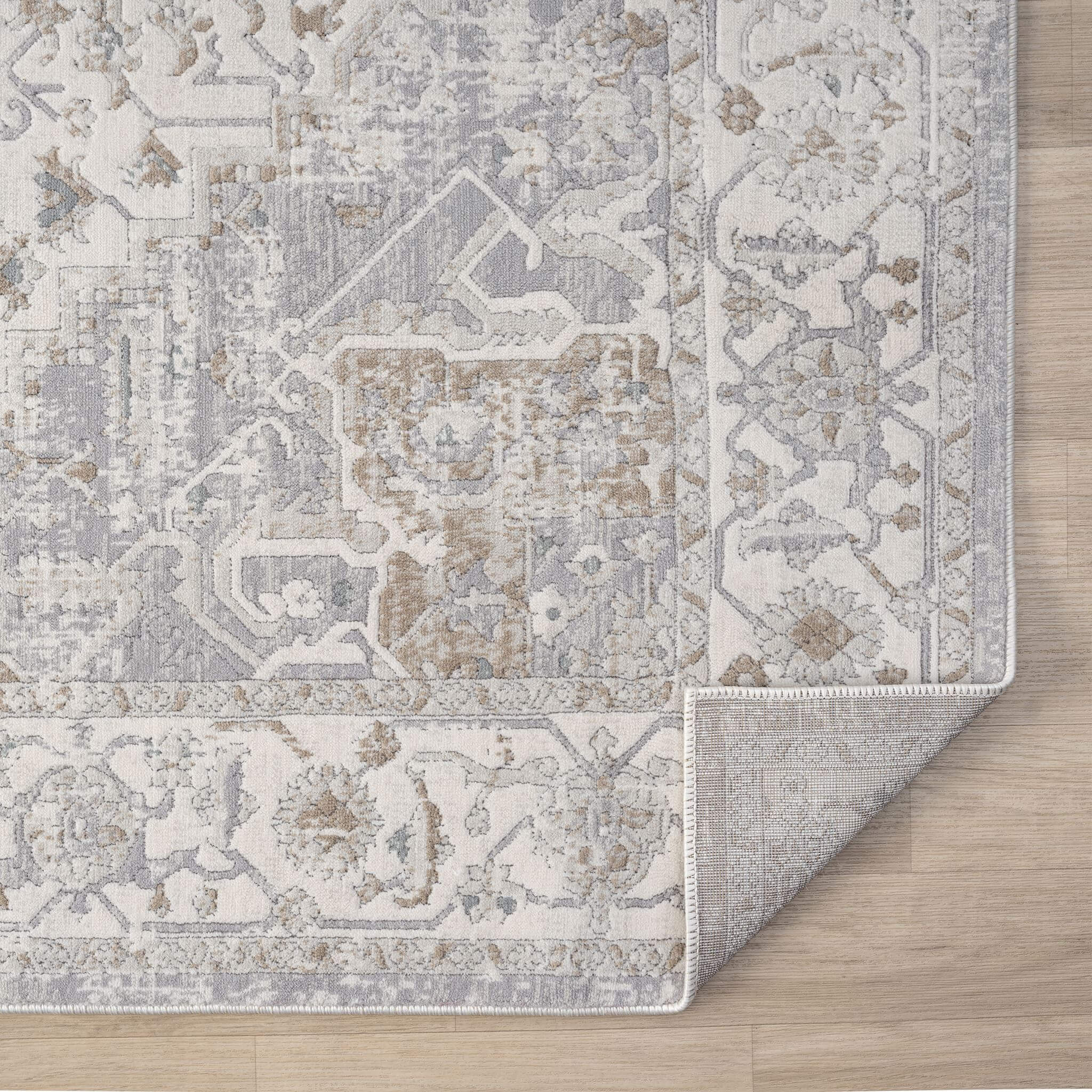 Cream Area Rug with plush, non-shed pile and all-side binding. Power-loomed in Türkiye for durable, easy-care elegance in living rooms and bedrooms.