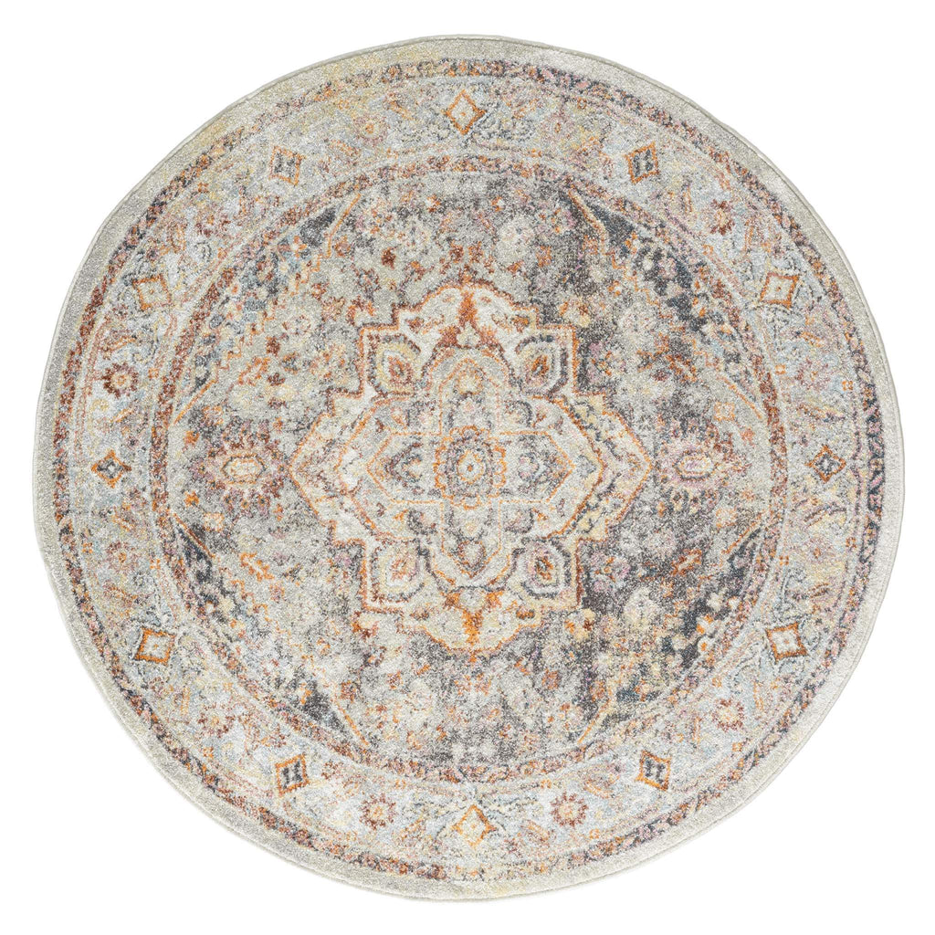 Luna 7405 Grey Round Rug lifestyle view