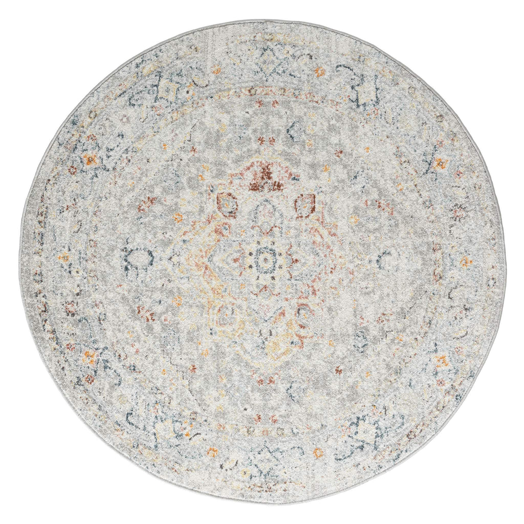 Luna 7406 Lt Grey Round Rug lifestyle view