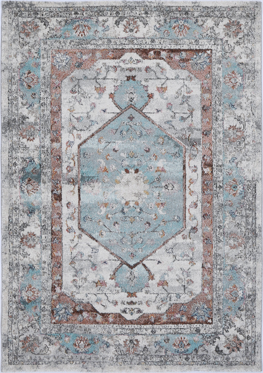 Mira M02 Grey Multicolour Medallion Rug – view 2