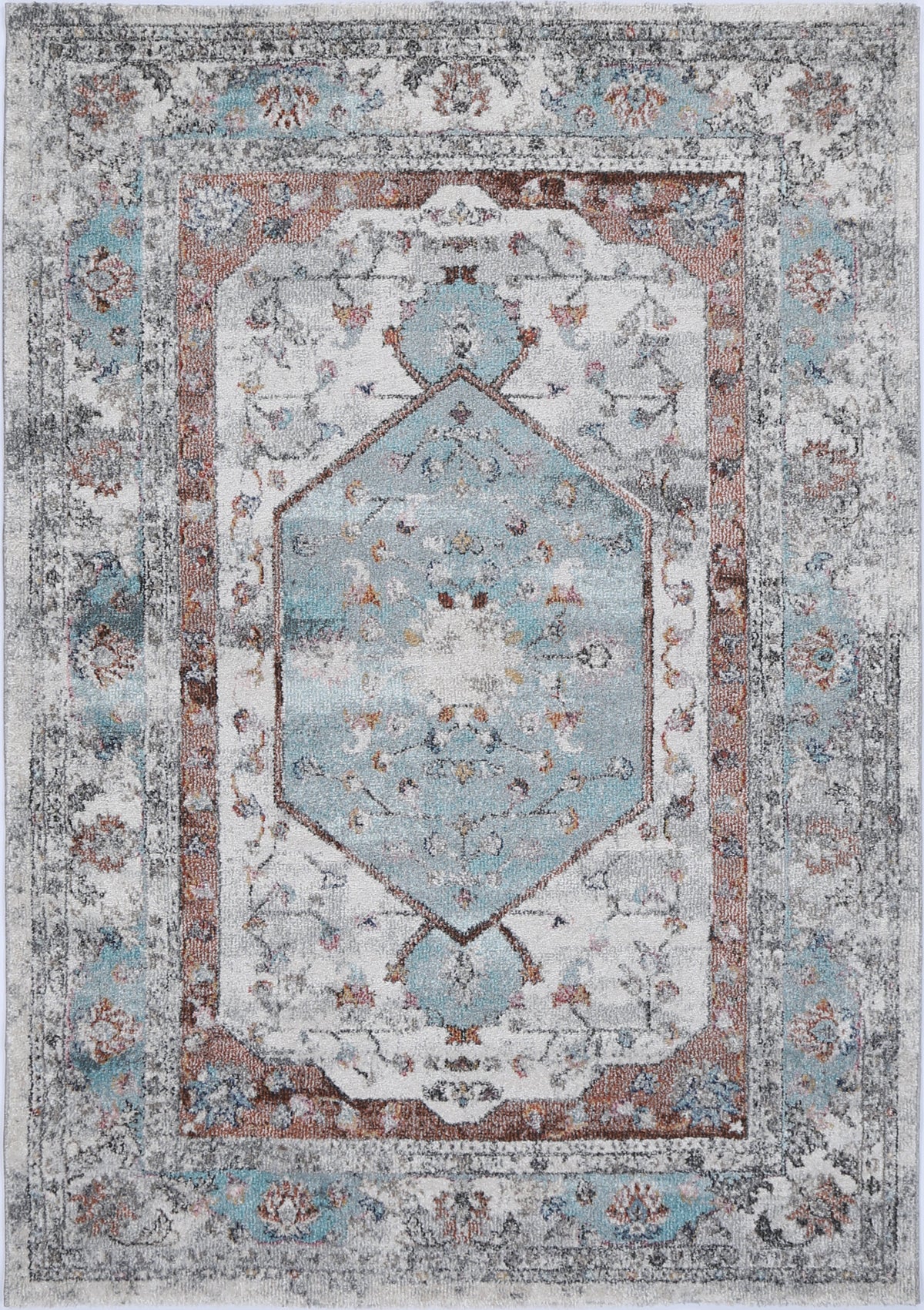Mira M02 Grey Multicolour Medallion Rug – view 2