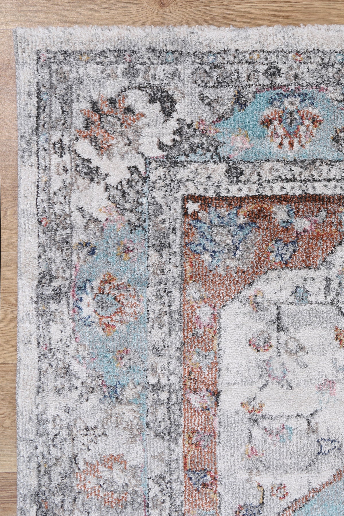 Mira M02 Grey Multicolour Medallion Rug – view 4