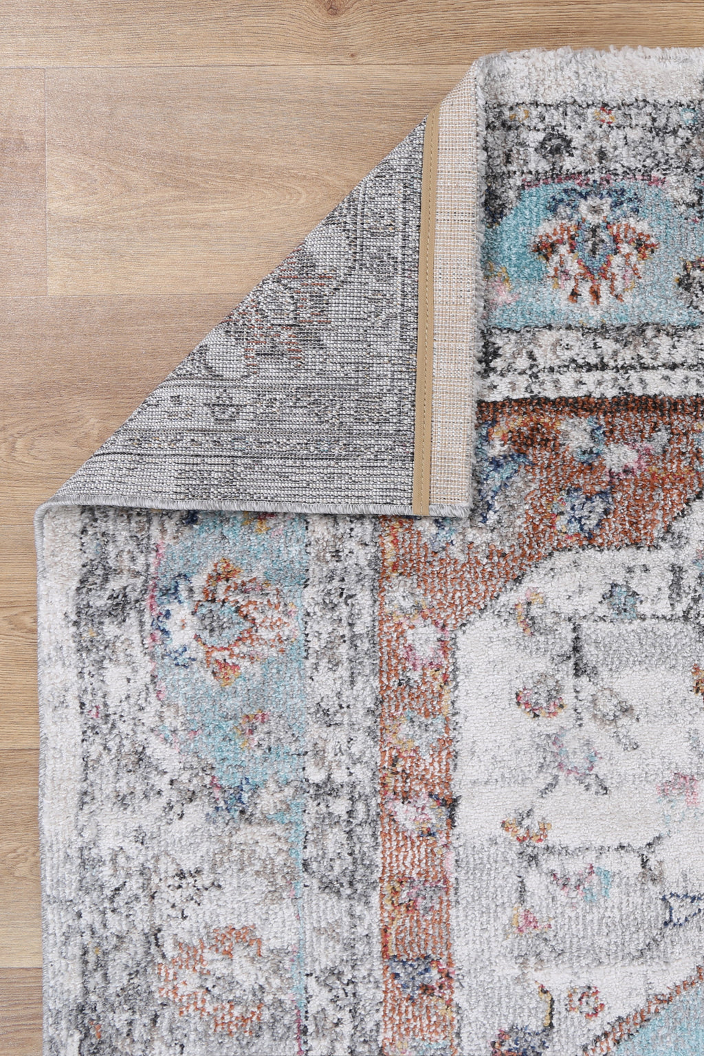 Mira M02 Grey Multicolour Medallion Rug – view 3